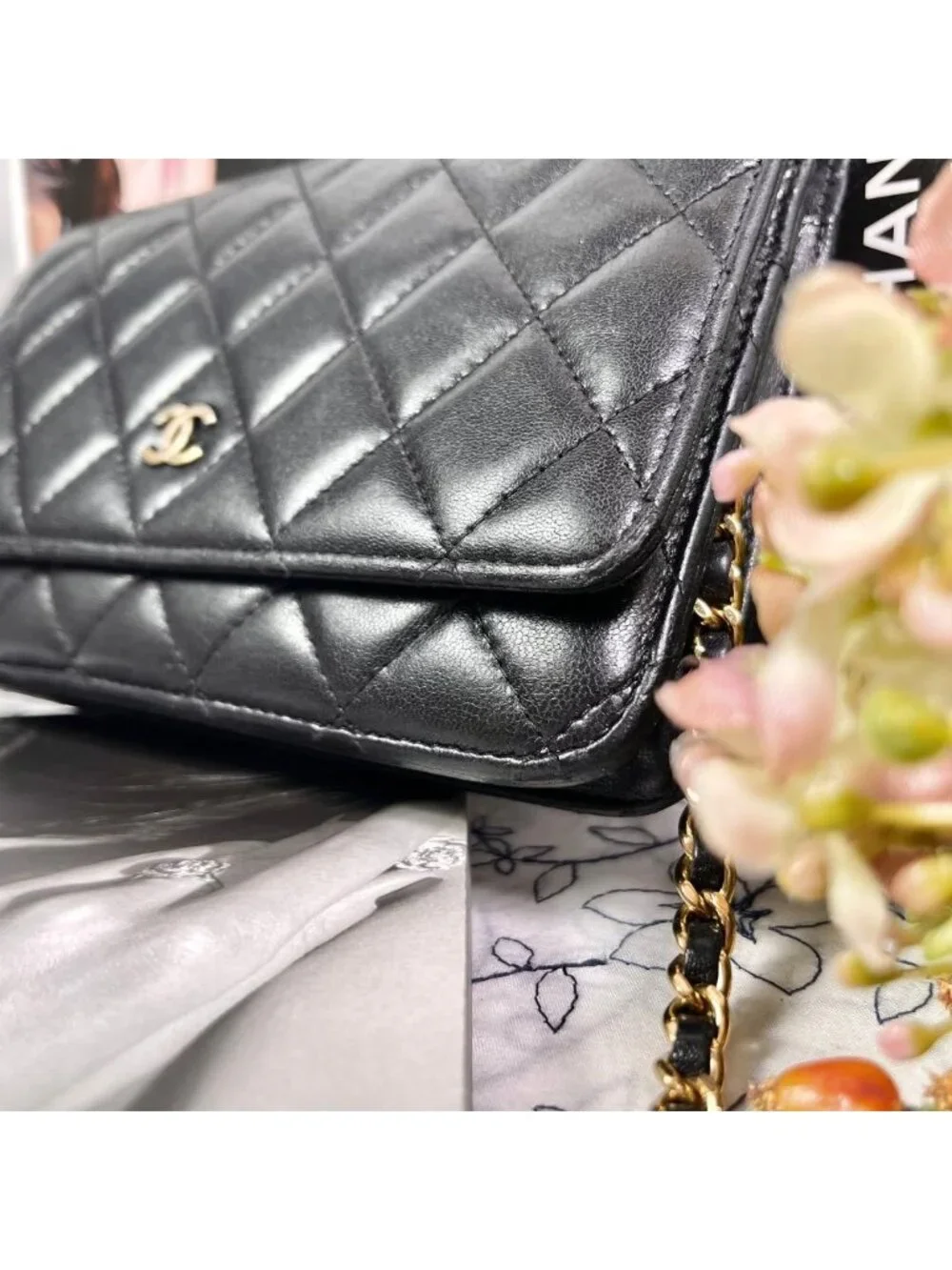 Chanel Chain Wallet Black Quilted Shoulder